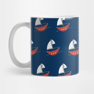 Nautical Sailboats Navy Blue Mug